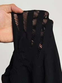 NU&NOW Women's Plus Size Sexy Hollow Out Fitted Dress Halloween Club Party Black Autumn Fall - Black - View 7