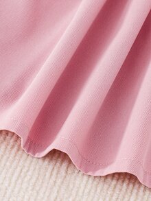 SHEIN Elladie kids 少女蕾絲刺繡百褶洋裝，大領設計百褶下擺連身裙，適合日常通勤休閒返校季穿著 - 粉色 - 查看 10