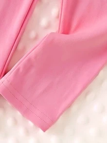 1套女嬰長袖開襟外套夾克搭配秋季服飾與粉色長褲，休閒可愛舒適套裝，家庭穿搭健身秋季款 - 彩色 - 查看 5