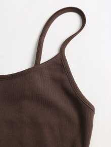 Sweetra Women's Solid Color Long Sleeve Open Front Top And Cami Dress Casual 2 Pieces Set - Coffee Brown - View 3