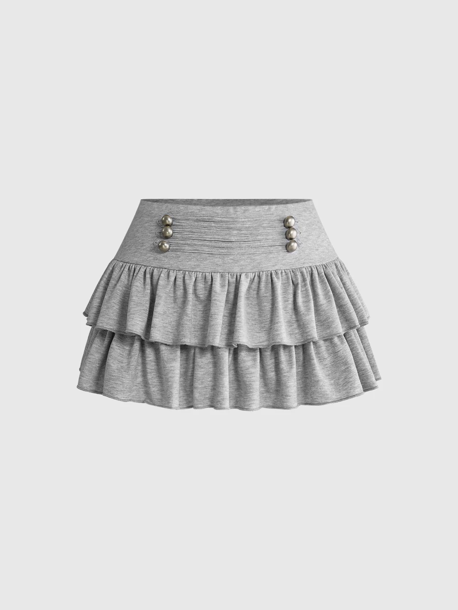 ROMWE Y2K Hot Girl Metal Rivet Napoleon Design Mini Cake Skirt Plus ...