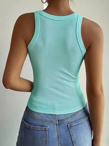 Livesso Autumn/Winter Off-Season Slim Fit Elegant Solid Color Women's Vest - Green - View 2