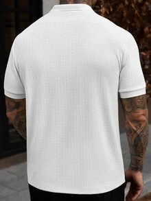 Manfinity CasualCool 男士夏季休閒純色短袖 Polo 衫 - 白色 - 查看 2