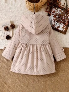 SHEIN 女童冬季外套，卡其色，毛絨內裡，連帽，鈕扣開合，時尚夾克，適合日常休閒穿著 - 卡其色 - 查看 2