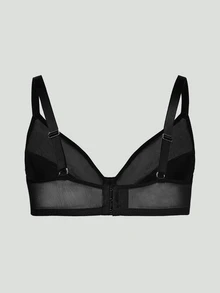 SHAPORA Women's Plus Size Underwire Bra With Mesh Patchwork And Padded Lift, Anti-Sagging, Minimizing Large Bust, 1pc - Black - View 2