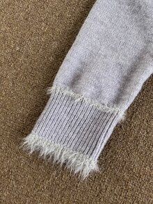 2pcs/Set Autumn/Winter Tween Girls Round Neck Fuzzy Knit Sweater And Ruffle Hem Long Pants Set - Grey - View 5