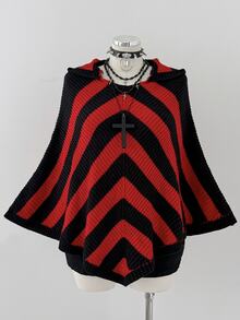 Sunspun Halloween Goth Anti Social Red And Black Cosplay Plus Size Women's Vintage Witch Hat Pullover Cape, Suitable For Festivals Daily Wear Autumn Evening - Multicolor - View 5