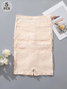SHEIN 女款無縫四角內褲 5 件組 - 杏色 - 查看 6