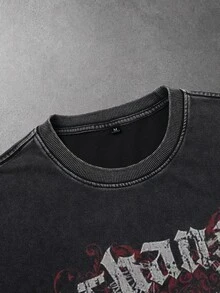 Manfinity EMRG Men's 2 In 1 Cross & Letter Print Casual Long Sleeve T-Shirt - Black - View 3