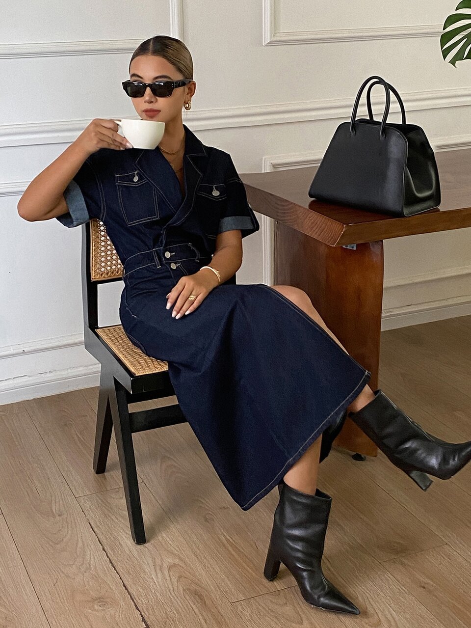 Women's Short Sleeve Casual Denim Dress
