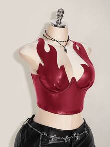 SHEIN ICON 大尺碼女款純色修身百搭休閒上衣 - 紅色 - 查看 8