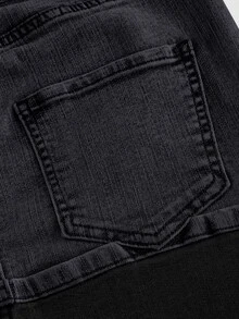 SHEIN MOD 女款休閒牛仔裙，附口袋與保暖內裡 - 灰色 - 查看 3