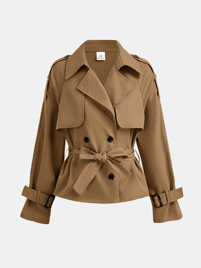 SHEIN Girlism Teen Girl Teen Girl Autumn Loose Casual Minimalist Comfortable Waist Elegant Cropped Fashion Winter Coat, Suitable For Daily Elegant Commute Wear