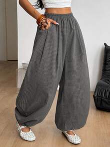 Coolane Women's Plaid Curved Leg Tapered Pants - Dark Grey - View 4