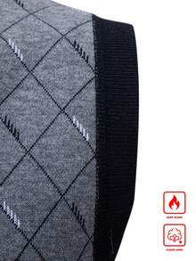 Manfinity Homme Men's Autumn/Winter Plaid V-Neck Casual Versatile Knit Vest - Grey - View 3