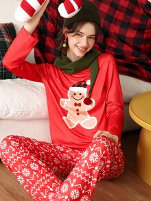 Chillnights Women's Cartoon Print Long Sleeve Top And Pants Casual Daily Home Sleepwear Set - Multicolor - View 4