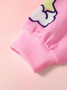 HELLO KITTY AND FRIENDS | SHEIN Young Girls Cartoon Print Crew Neck Sweatshirt - Pink - View 5