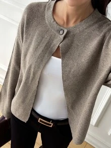DAZY Women's Casual Versatile Cardigan, Autumn/Winter - Apricot - View 6