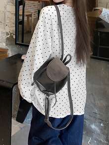 Dazy Maternity Contrast Polka Dot Loose Long Sleeve Crew Neck Casual Vacation Daily Versatile Spring Autumn Maternity T-Shirt - White - View 2
