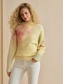 MOTF PREMIUM WOMEN'S AUTUMN/WINTER SPRAY-DYED HIGH NECK BATWING SLEEVE SWEATER - Multicolor - View 5
