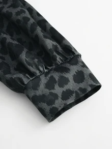 Lalippa New American Casual Leopard Print Off-Shoulder Long Sleeve Asymmetrical Sweatshirt For Women - Multicolor - View 7