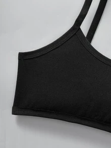 SHEIN Girlism Tween女孩簡約舒適親膚兒童學生成長期背心內衣 10件/包 - 黑色 - 查看 6