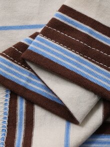 Dazy Plus Korean Style Loose Fit Casual Striped T-Shirt For Girls - Brown - View 7