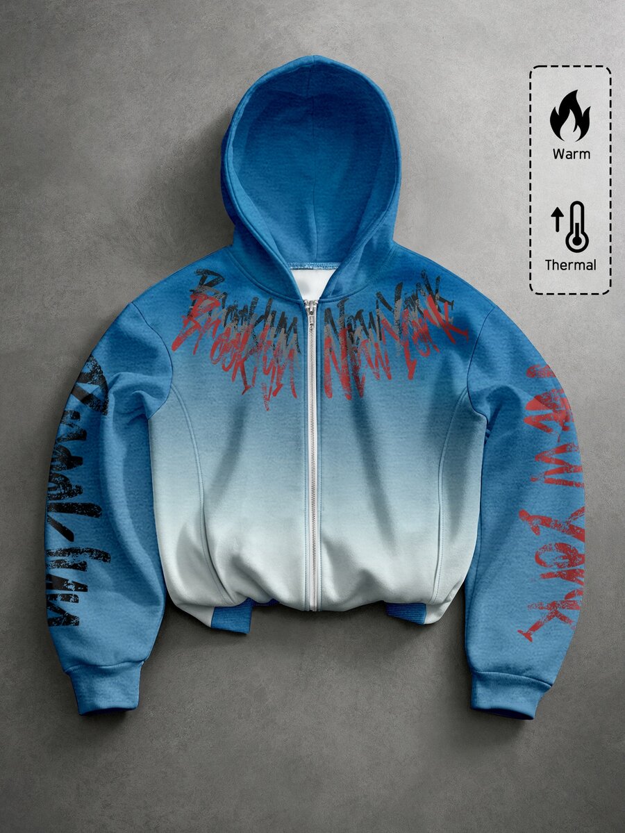 ROMWE MEN Street Life Men's Gradient Print Hoodie - Multicolor - View 1