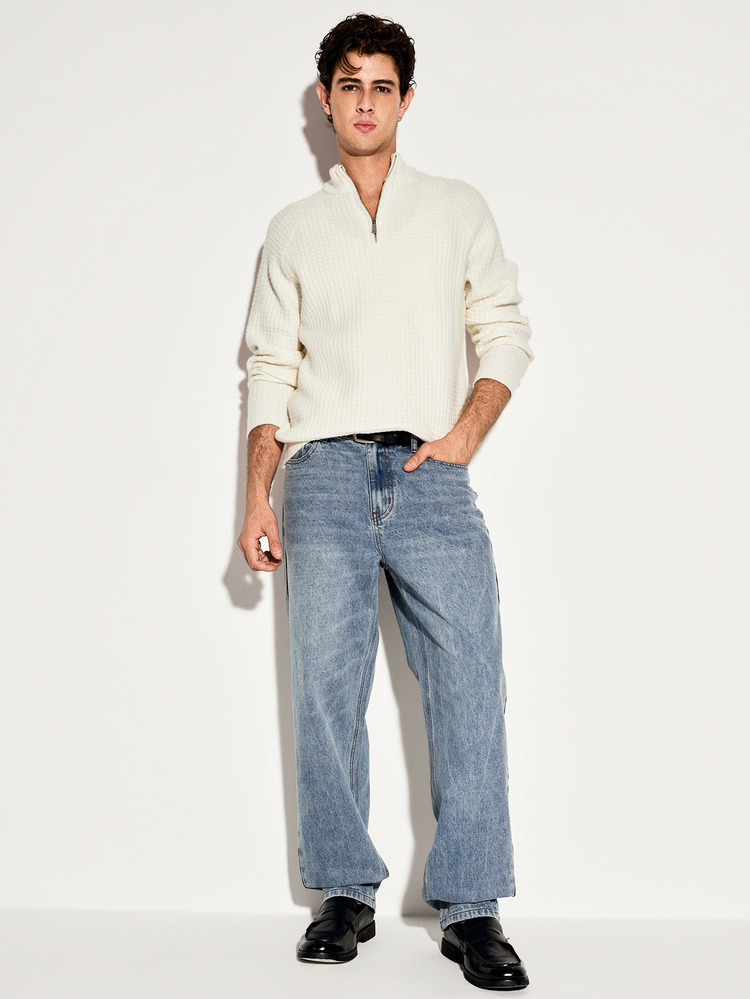 Colvenic Celana Jeans Biru Kasual Gaya Jalanan Pria - Light Wash - View 2