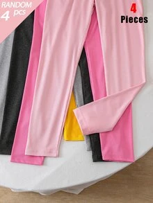 Girls' Simple Fashion Sweet Print Pattern 4pcs/Set Long Leggings - Multicolor - View 6