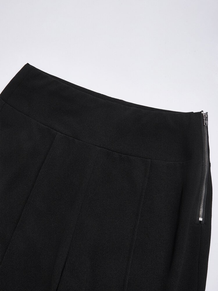 Miaspire Pantalones largos de unicolor para uso diario casual para mujeres de mediana edad y mayores - Negro - Añade 5