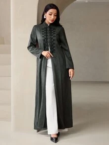 Veilorie Women's Elegant Applique Decorated Long Sleeve Abaya - Green - View 6