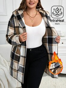 EMERY ROSE Plus Size Colorblock Fleece Pocket Hooded Long Sleeve Jacket Fall Winter 2026 - Multicolor - View 2