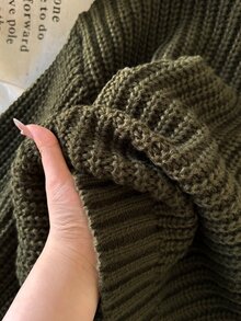 CosyJoli Autumn/Winter Casual Green Embroidered Bow Sweater - Olive Green - View 6