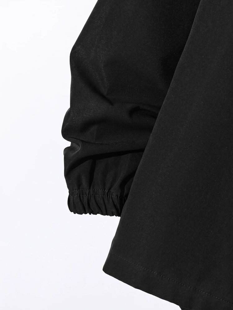 Kids Tween Boy Half-Zip Hooded Jacket And Jogger Pants 2 Pieces Set Casual Sports Style For Autumn/Winter Street School Comfortable Matching Set - Black - View 4