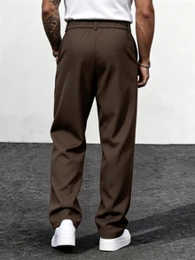 Manfinity Homme Quần tây nam size lớn màu nâu thời trang đa năng - màu nâu - Xem 2