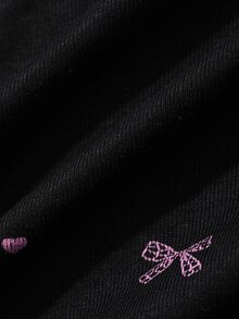 Dazy Maternity Bowknot All-Over Floral Print Slim Fit Waist-Cinching Lace Trim Long Sleeve Elegant Home Daily Spring Autumn Long Dress Maternity Dress - Black - View 7