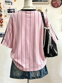 Lalippa Letter Print Fashion Minimalist Women Plus Size Long Crew Neck Drop Shoulder T-Shirt, Gift For Friends - Multicolor - View 2