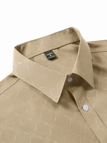 Manfinity Mode Men's Black Button Down Long Sleeve Slim Fit Business Formal Dress Shirt,Long Sleeve Men Shirt - Apricot - View 4