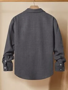 Manfinity Mode Men's Casual Versatile Grey Shirt, Autumn - Grey - View 2