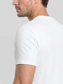TekDrob 4-Way Stretch And Soft Touch Slim T-Shirt With Crew Neck, Short Sleeves And Keep Warm Effect - White - View 4