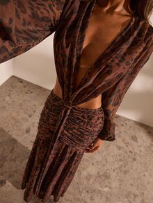 Opulessa Women's Fashion Sexy Leopard Print Backless Dress - Brown - View 7