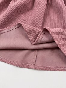 SHEIN فستان بناتي صغير مزين بزهور ثلاثية الأبعاد مع حافة مكشكشة لطيف للخريف - وردي - مشاهدة 7