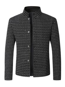 HUEFORM Men's Autumn Fashion Overcoat Tweed Fabric In A Refined Style Old Money Boyfriend/Husband Gift, Anniversary /Birthday Gift Party Christmas - Black - View 6