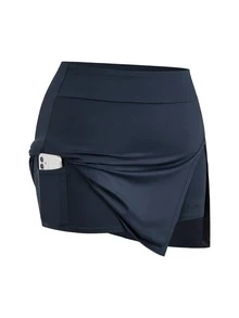 SHEIN Cheerettes Women's Plus Size Solid Color Split Hem Sports Skort - Blue - View 9