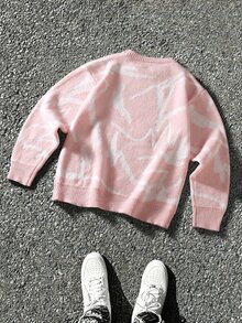 Manfinity Hypemode Men's Colorblock Crew Neck Long Sleeve Casual Versatile Sweater - Baby Pink - View 1