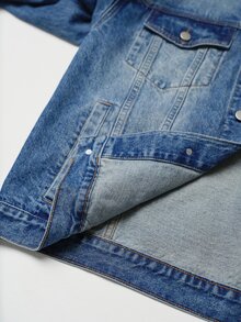 Colvenic Men's Streetwear Casual Multi-Pocket Denim Jacket In Blue - Medium Wash - View 7