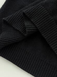 Elamini Women's Metal Decor Long Sleeve Fitted Elegant Sweater - Black - View 6