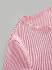 SHEIN 少女春/夏粉色針織長袖防曬短版開襟披肩外套，花卉印花細肩帶收腰中長洋裝，度假街頭風兩件套 - 粉色 - 查看 5