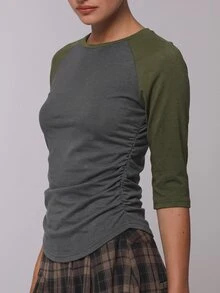 COUREZ 女款四分袖落肩 T-shirt / Y2K 黑色上衣 可愛上衣 秋季外出穿搭上衣 白色上衣 - 淺灰色 - 查看 4